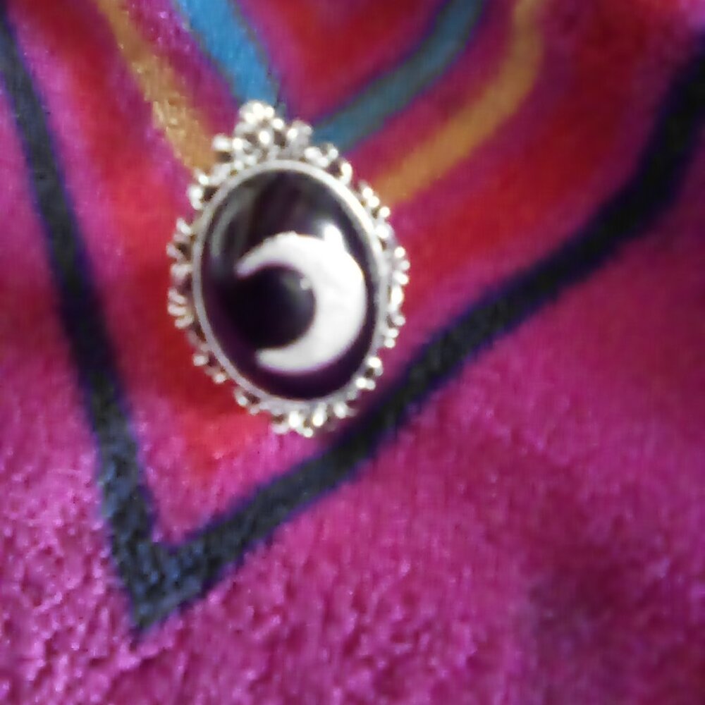 Black and Silver Moon Ring